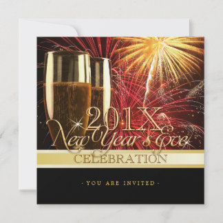 Feu d'artifice Champagne Nouvel An Invitation de f