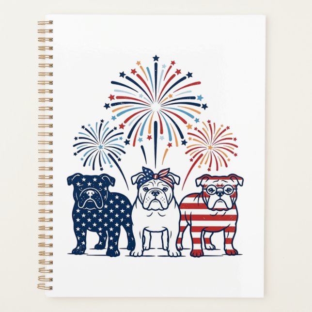 Feu d'artifice de bouledogue patriotique dessin ve (Devant)