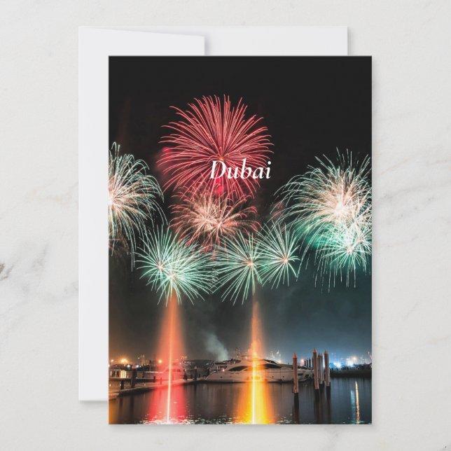 Feu d'artifice de Dubaï, étiqueté, carte (Devant)