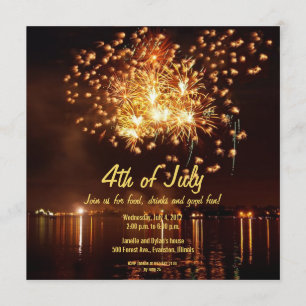feu d'artifice d'or 4 juillet invitation