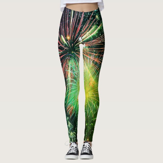Feu d'artifice en Leggings Finale Verte (Devant)