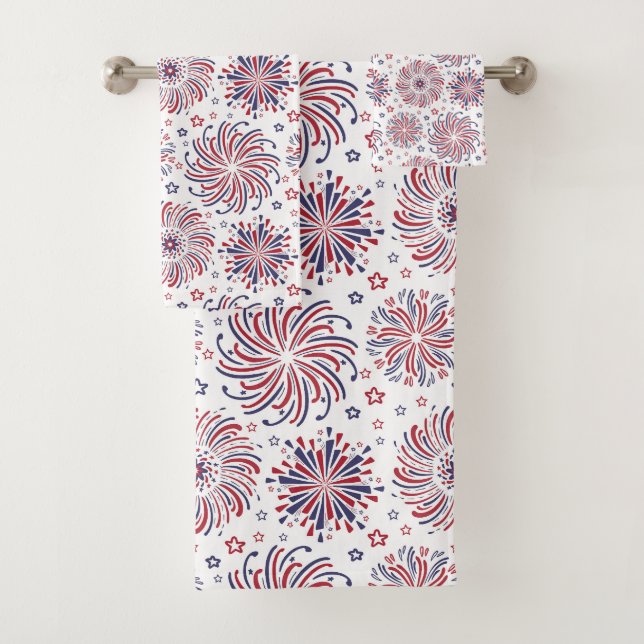 Feu d'artifice et étoiles rouge blanc et bleu (En situation)