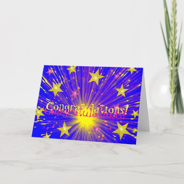 Feu d'artifice 'Félicitations ! ' carte de voeux (Devant)