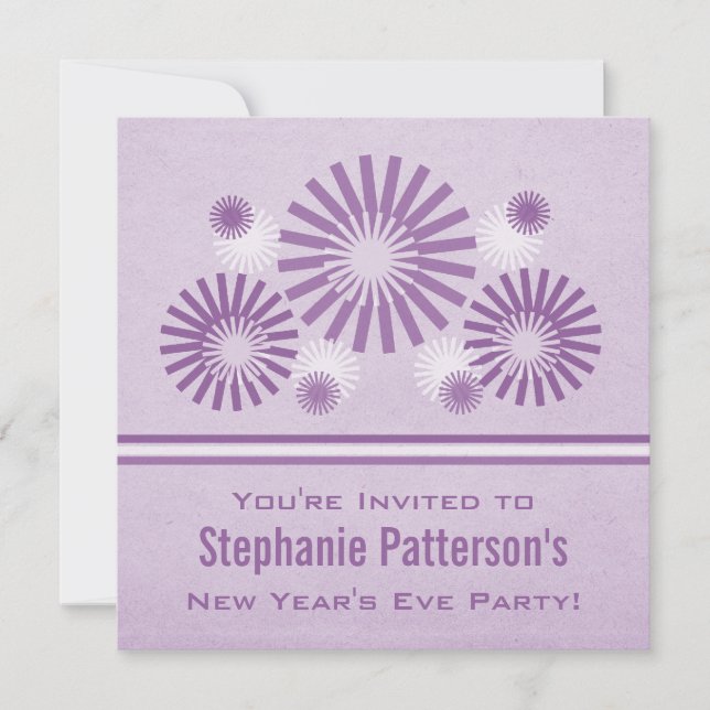 Feu d'artifice funky Invitation du réveillon du No (Devant)