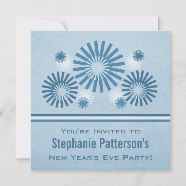 Feu d'artifice funky Invitation du réveillon du No (Devant)