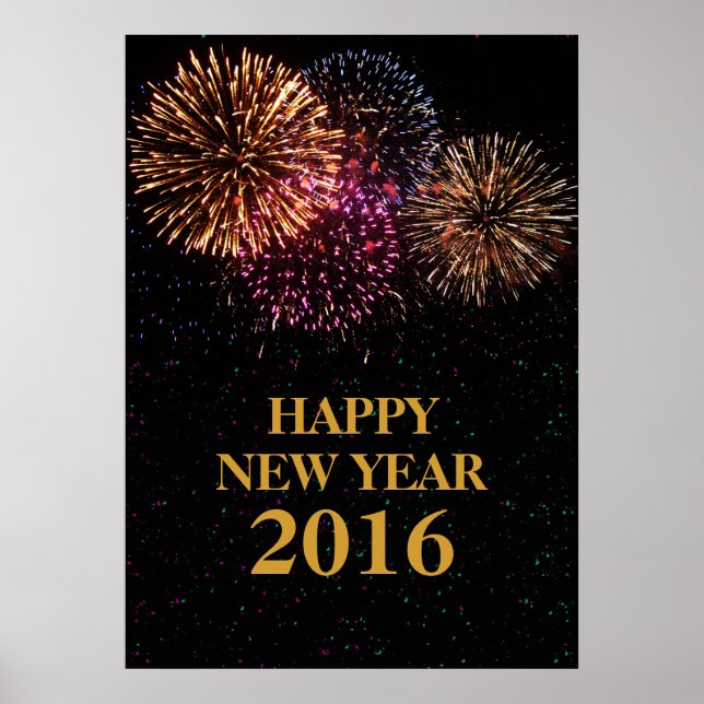 Feu d'artifice Poster du réveillon du Nouvel An (Devant)