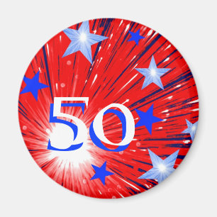 Feu d'artifice Rouge Blanc Bleu 'Age' aimant frigo