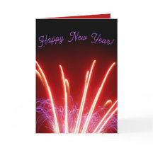 Feu d'artifice Rouge et Bleu Carte de Jour de l'An