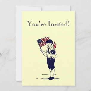 Feu d'artifice vintage et drapeau Invitation perso