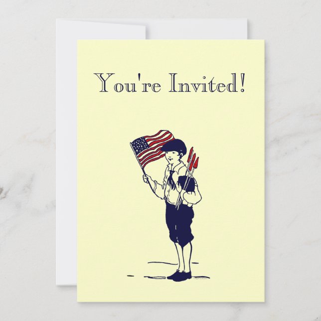 Feu d'artifice vintage et drapeau Invitation perso (Devant)