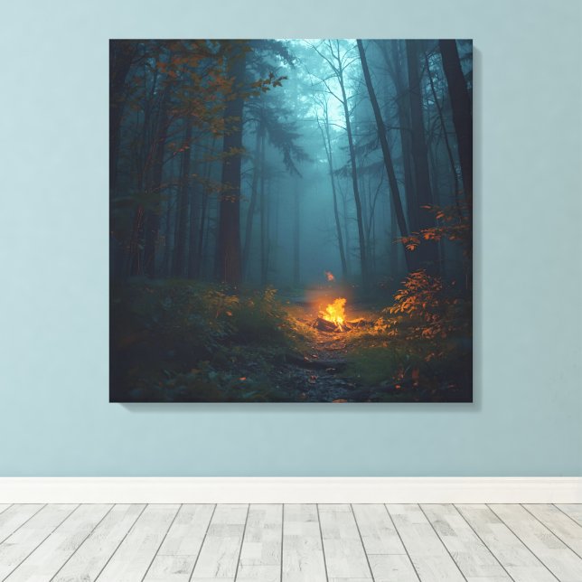 Feu de camp crépusculaire – Impression d'art de la (Insitu (Plancher de Bois))