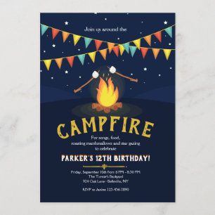 Feu de camp et guimauves Invitation
