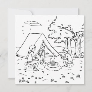 Feu de camp et tente Page Couleur