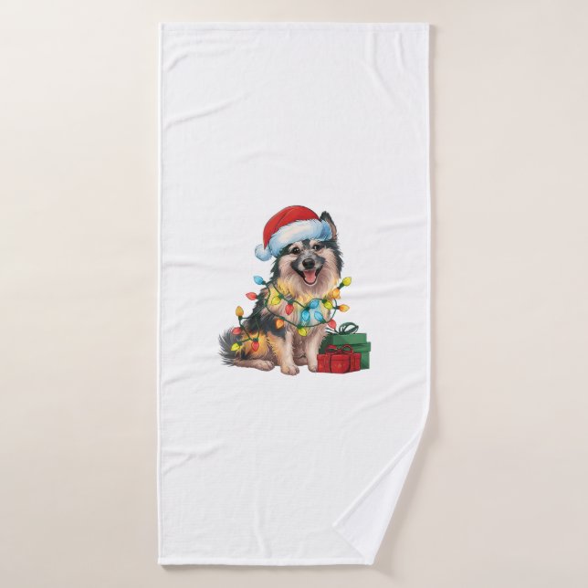Feu de Noël Éclairage Santa Chapeau allemand Spitz (Serviette de bain)