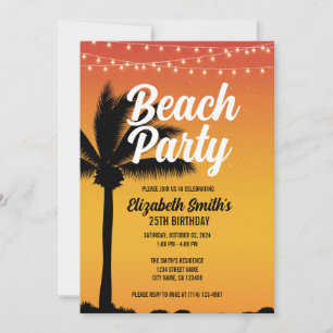 Feu de Plage Thème Anniversaire Fête Invitation