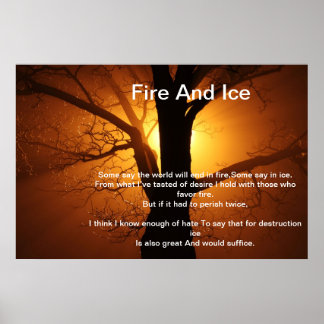 Feu Et Glace Au-Dessus D'Une Poster D'Arbre De Cou