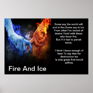 Feu et glace avec main de feu Poster de la main de