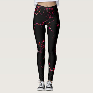 Feu et glace : Leggings brillants noirs et rouges