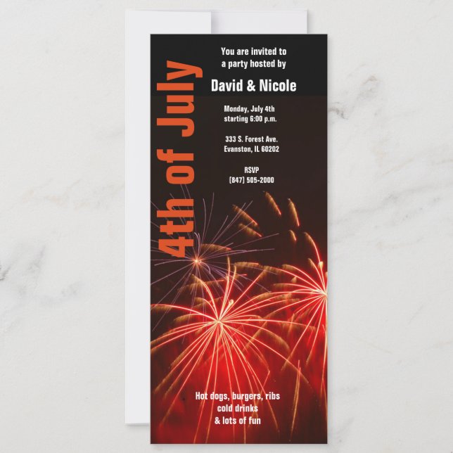 feu rouge 4 juillet invitation (Devant)