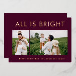 feuil élégant 2 photo feuil moderne carte de séjou<br><div class="desc">rouge et feuille 2 photo collage moderne amusement famille carte de noël design.</div>