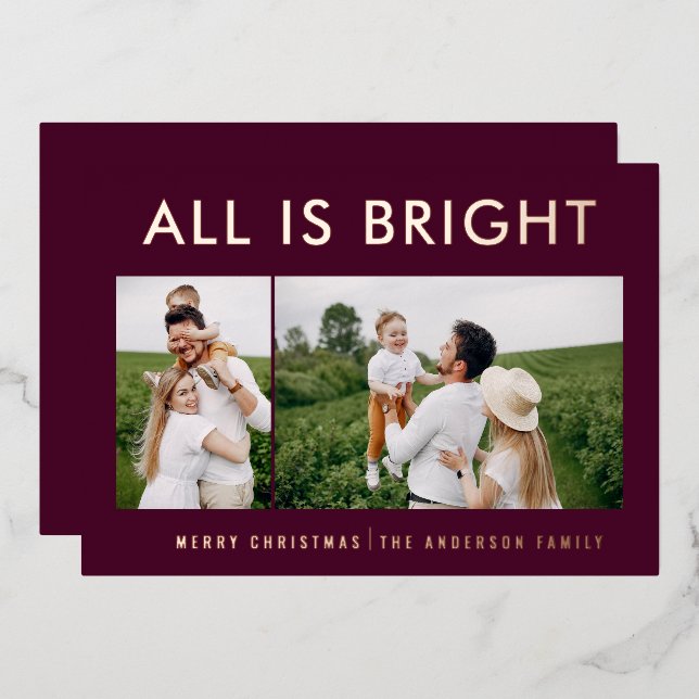 feuil élégant 2 photo feuil moderne carte de séjou (Recto/Verso)