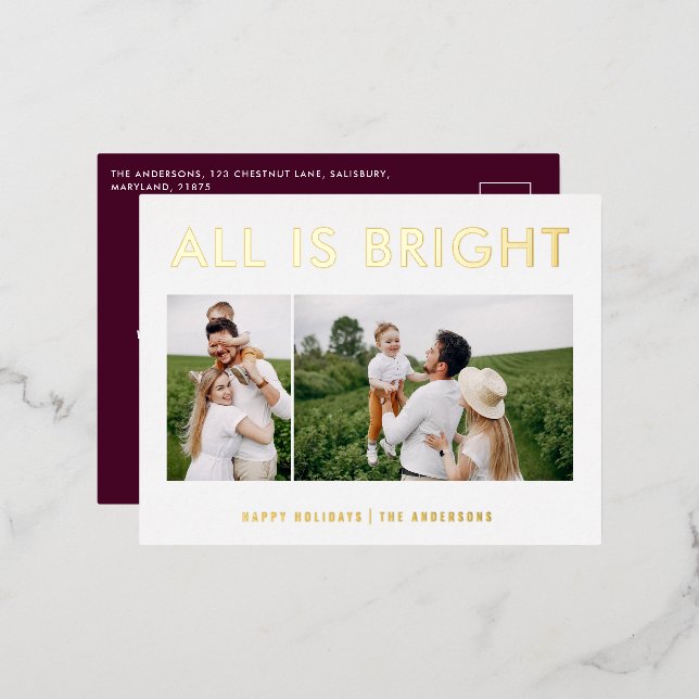 feuil élégant 2 photo feuil moderne carte postale  (Recto/Verso)