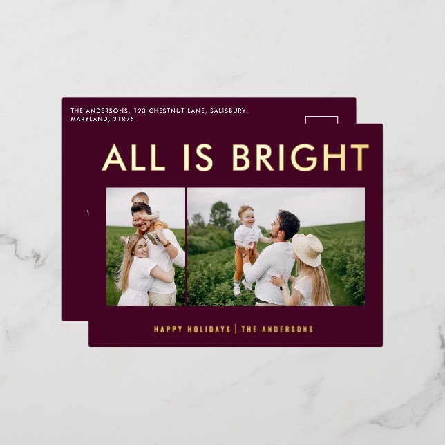 feuil élégant 2 photo feuil moderne carte postale  (Recto/Verso)