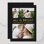 feuil élégant 3 photo feuil moderne carte de séjou<br><div class="desc">noir et feuille 3 photo collage moderne amusement famille carte de Noël design.</div>