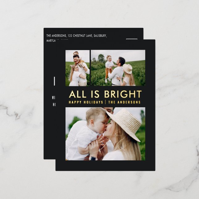 feuil élégant 3 photo feuil moderne carte postale  (Recto/Verso)