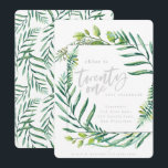 Feuillage botanique 21e anniversaire invitation<br><div class="desc">Feuillage botanique 21ème anniversaire invitation,  avec sur tendance aquarelle botanique. Partie d'une collection.</div>