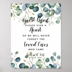 feuillage coeur vert livre d'or mariage eucalyptus