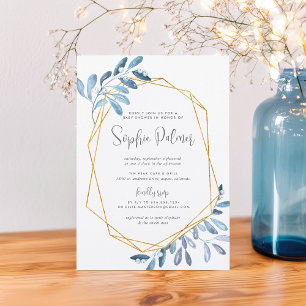 Feuillage congelé Invitation Baby shower aquarel