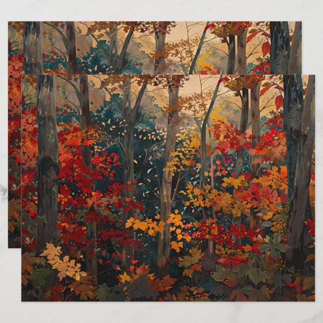 Feuillage d'automne Colorful Woods Papier à papier (Devant / Derrière)