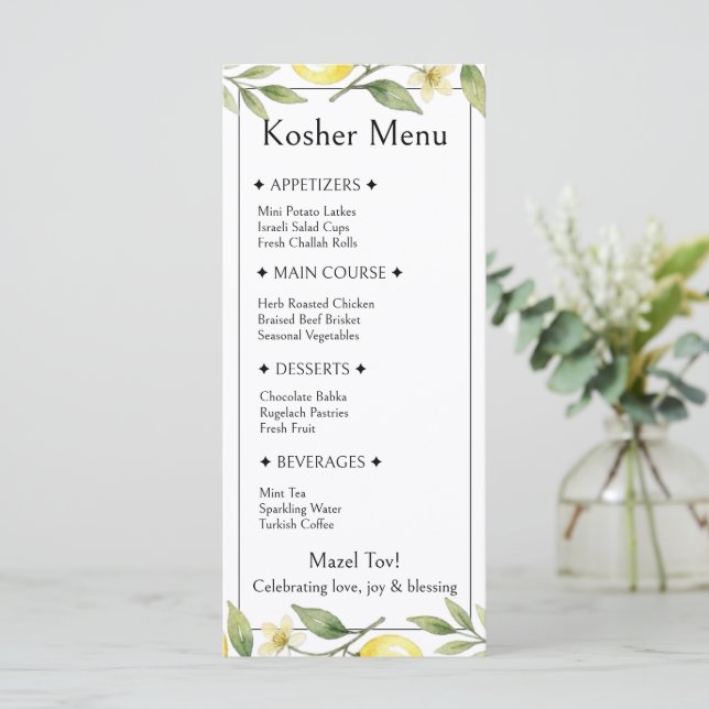 Feuillage de citron, Menu de mariage juif, Nourrit (Debout devant)