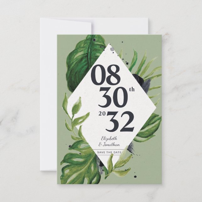 Feuillage de jungle tropicale vert moderne enregis (Devant)