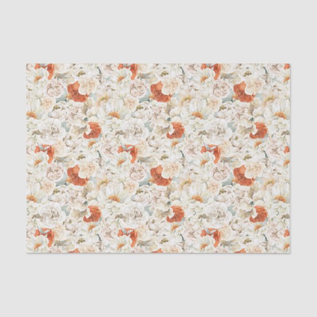 Feuillage Floral Boho | Papier de Soie Imprimé sur (Recto)