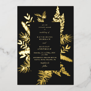 feuillage vert d'hiver élégante invitation mariage
