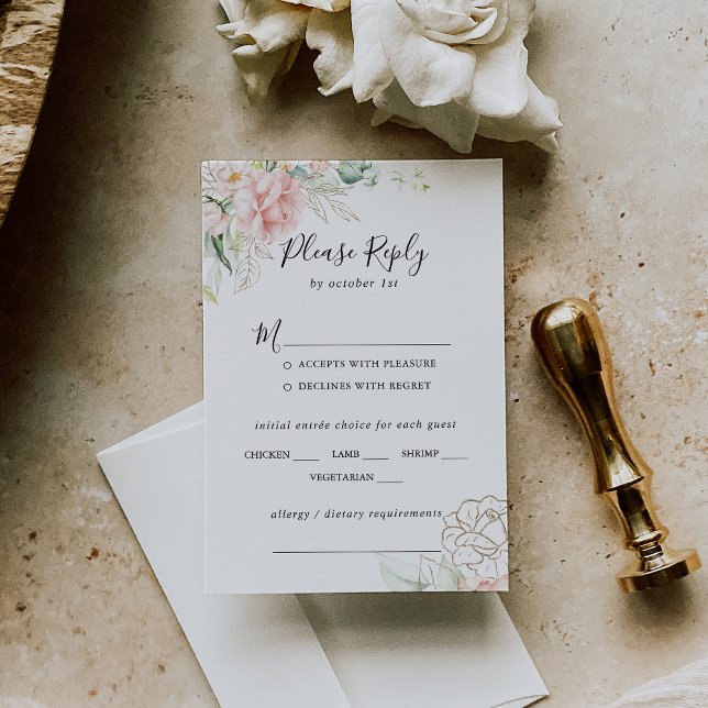 Feuillage vert or Mariage floral choix RSVP (Créateur téléchargé)
