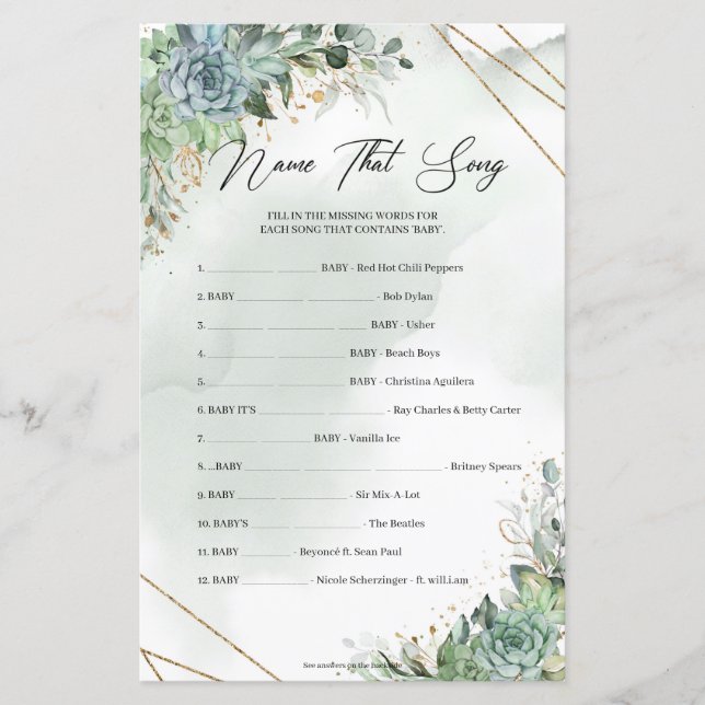 Feuillage vert succulents or Nom That Song (Devant)