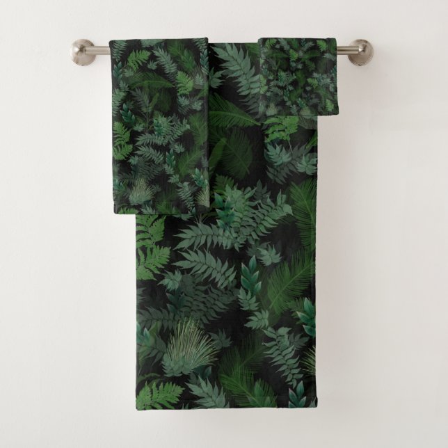 Feuillage vert tropical moderne motif noir (En situation)
