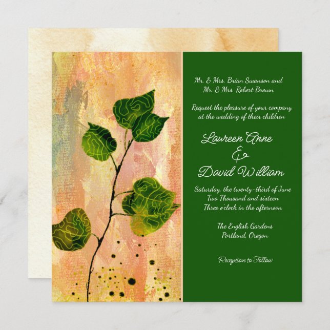 Feuille Aspen personnalisation mariage invitation (Devant / Derrière)