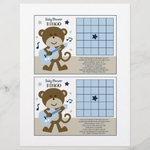 Feuille "Baby shower Bingo" Monkey Rockerstar/Rock