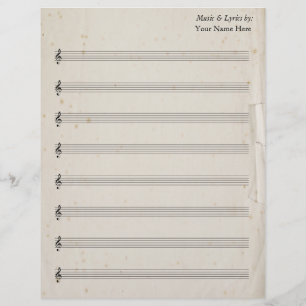 Feuille blanche Musique 8 Stave Antique Torn Papie