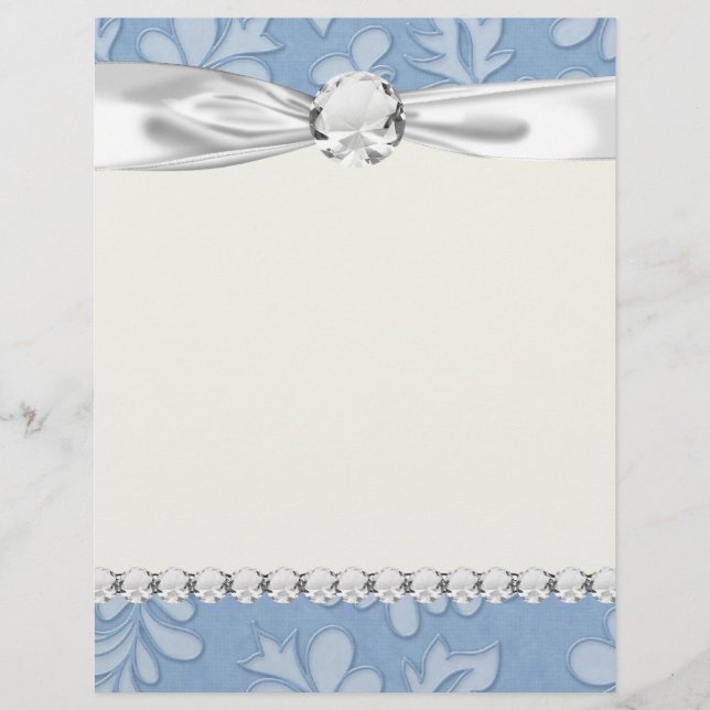 feuille bleu pastel tourbillon floral damas (Devant)