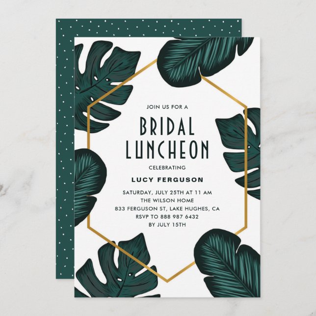 Feuille Cadre Tropical Bridal Luncheon Invitation (Devant / Derrière)