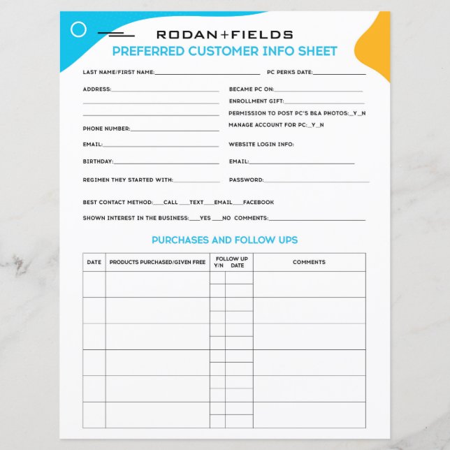 Feuille client privilégiée Rodan et Champs (Devant)