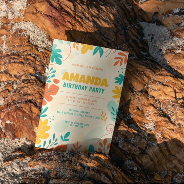 Feuille coloré Invitation de fête d'anniversaire (Créateur téléchargé)
