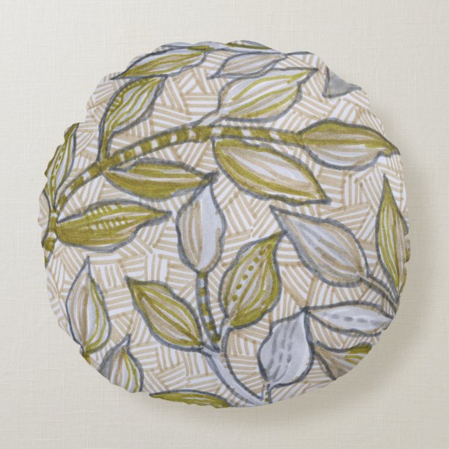 Feuille - coussin rond (11) (Devant)
