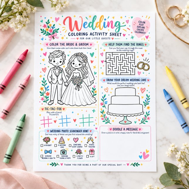 Feuille d'activité de coloriage de mariage (Wedding Coloring Activity Sheet
)