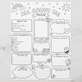 Feuille d'activité pour enfant Tout sur moi Retour